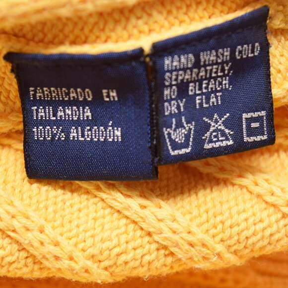 Nautical Crewneck Pullover Sweater Men XL Extra Large Cable Knit Yellow Preppy - Picture 10 of 16